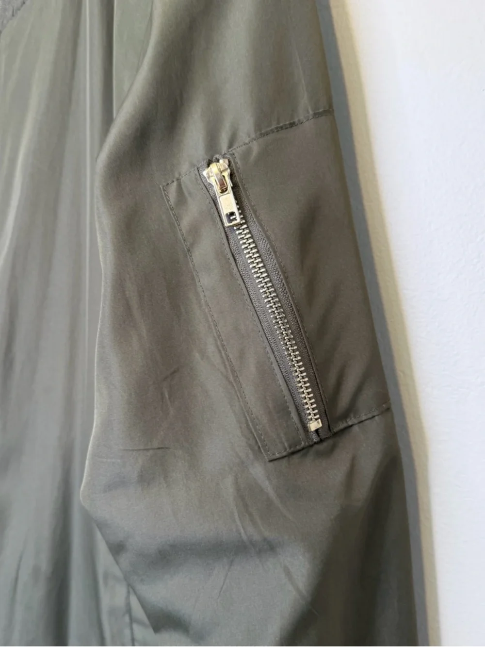 INSO | Olive Green Women's Bomber Jacket with Zip Front - Picture 7 of 13